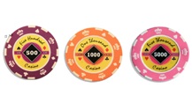 CROWN фишки для покера  (номиналы  500,1000 и  5000).